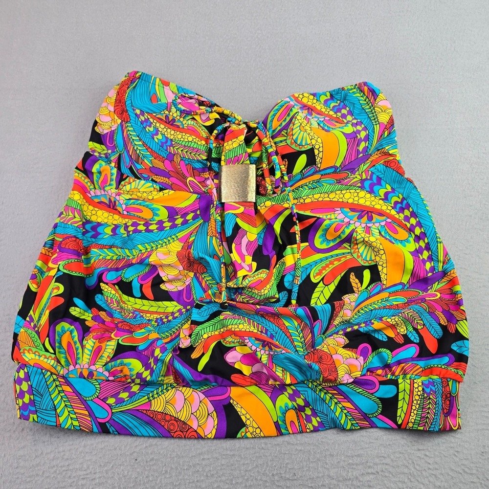 Bikini Bay (18) Tankini Tropical Psychedelic Floral Halter Shelf Bra Rave Club